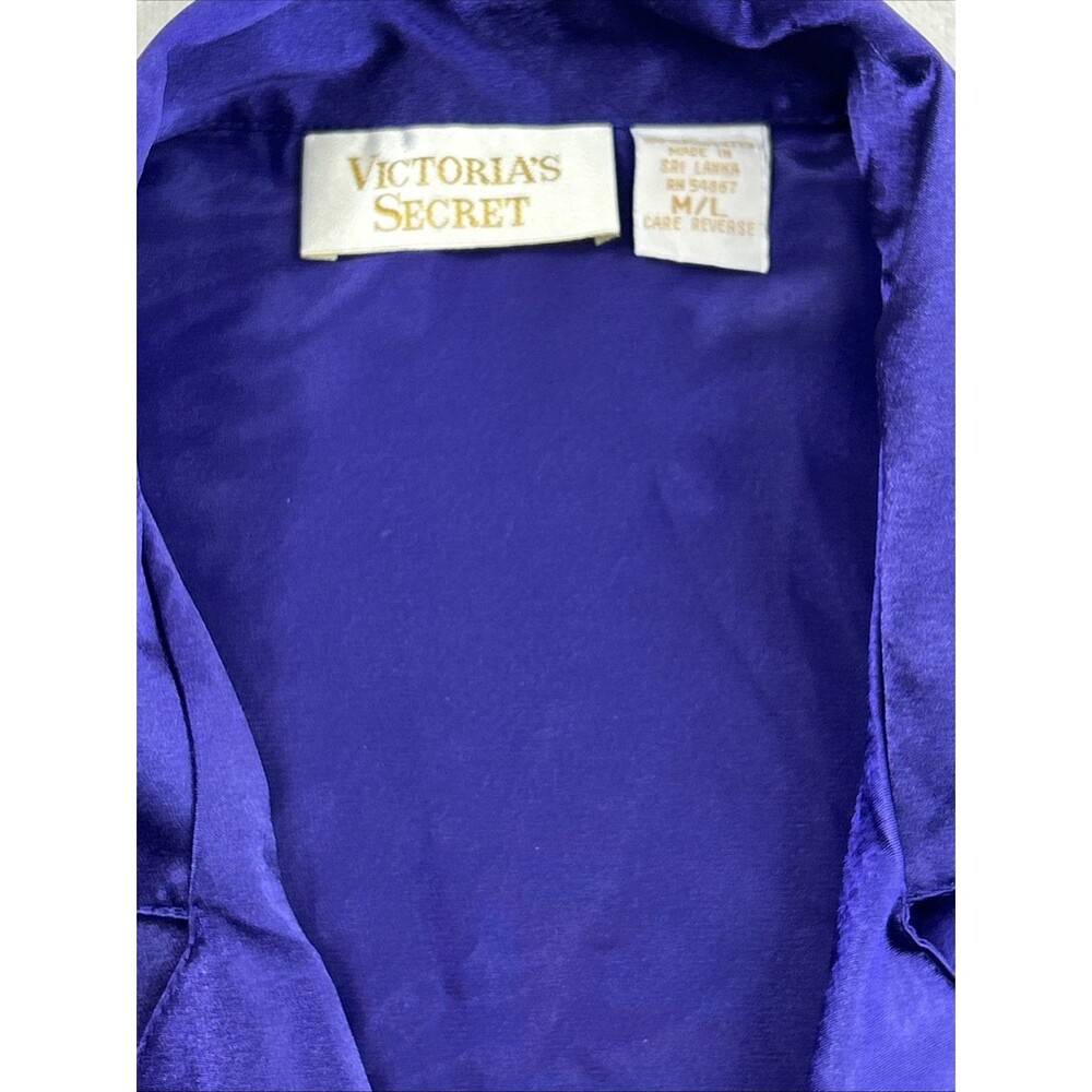 Vtg Victoria's Secret Gold Label Satin Sleep Shirt Purple Nightgown Sz M/L Top - Picture 3 of 5